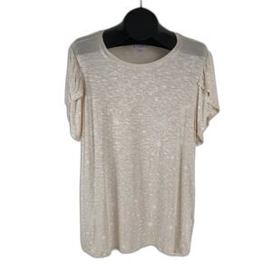 NEW LuLaRoe Olive Tulip Sleeved Top Women's Large Stretch Knit Casual Summer